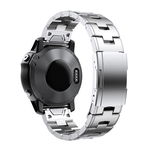 Titanium Strap, silver, on a watch, 3/4 rear view