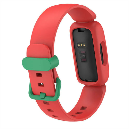 Silicone Strap, red/green, on a watch, 3/4 rear view