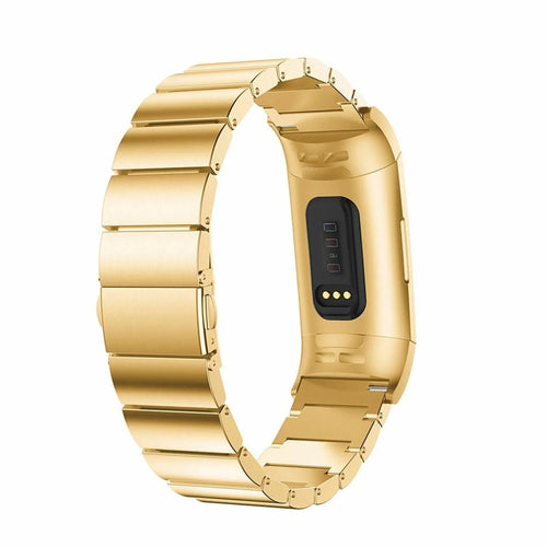 Metal Strap, gold, on a watch, 3/4 rear view