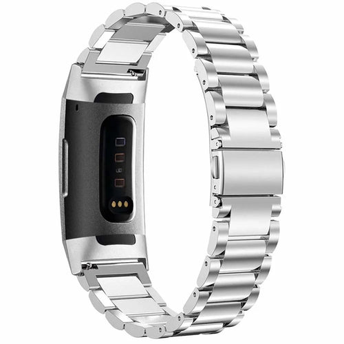 Steel Strap, silver, on a watch, 3/4 rear view