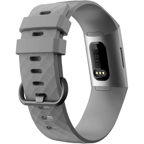 Silicone Strap, grey, on a watch, 3/4 rear view