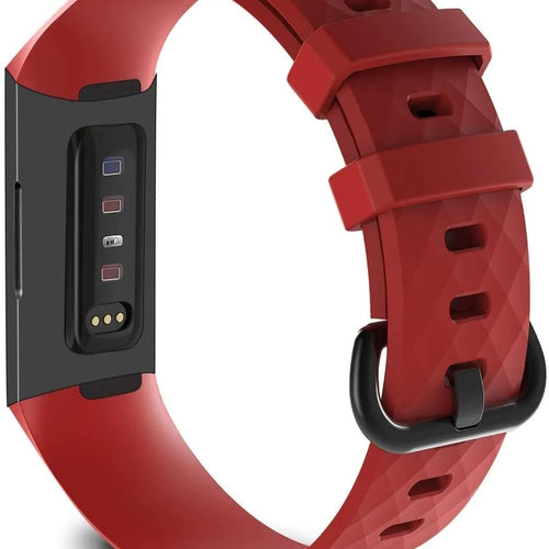 Silicone Strap, red, on a watch, 3/4 rear view