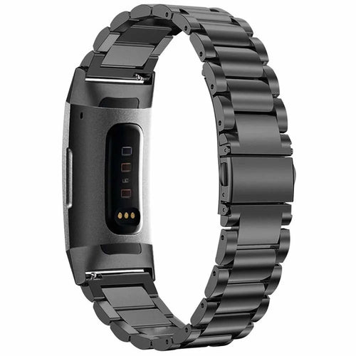 Steel Strap, black, on a watch, 3/4 rear view