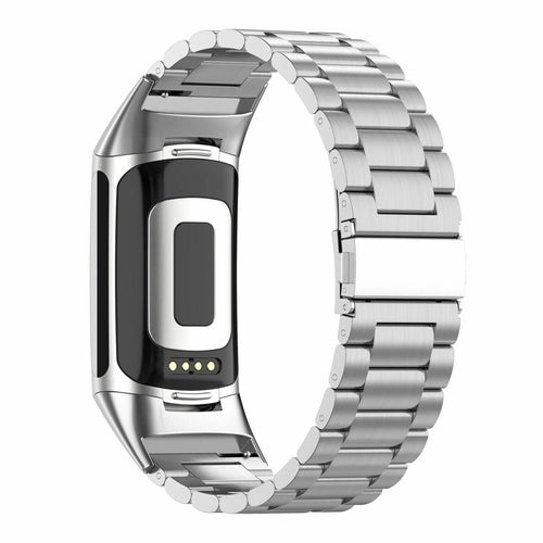Steel Strap, silver, on a watch, 3/4 rear view