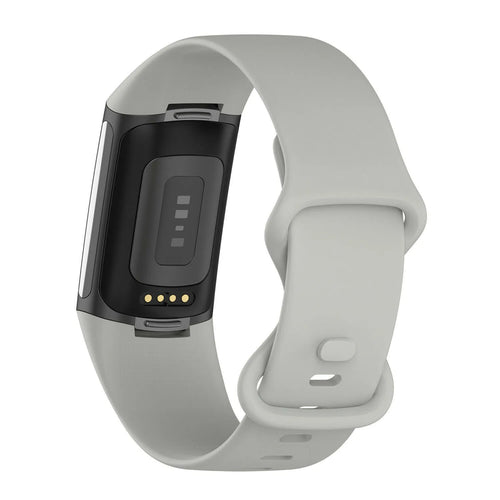 Silicone Strap, grey, on a watch, 3/4 rear view