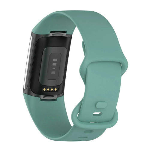 Silicone Strap, viridian, on a watch, 3/4 rear view