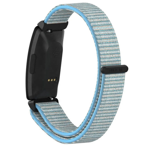 Nylon Strap, light blue, on a watch, 3/4 rear view