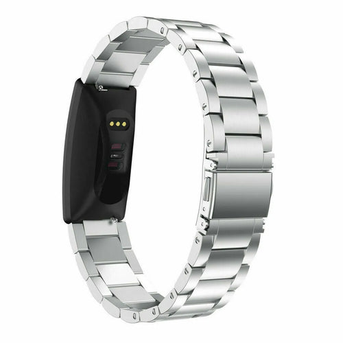 Steel Strap, silver, on a watch, 3/4 rear view