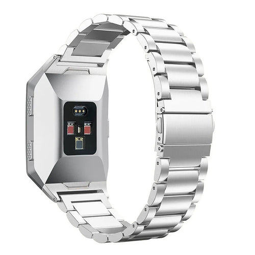 Steel Strap, silver, on a watch, 3/4 rear view