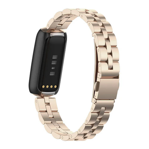 Steel Strap, champagne, on a watch, 3/4 rear view