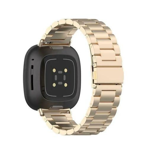 Steel Strap, champagne, on a watch, 3/4 rear view