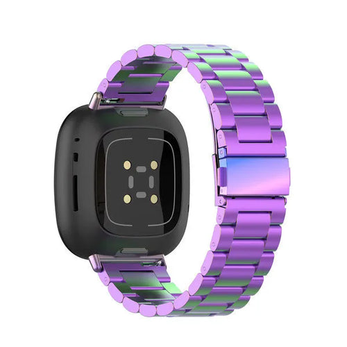 Steel Strap, pearlescent, on a watch, 3/4 rear view