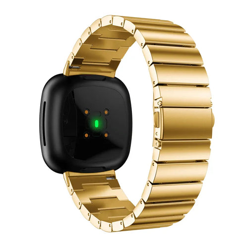 Metal Strap, gold, on a watch, 3/4 rear view