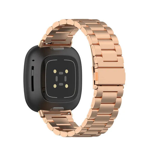 Steel Strap, rose gold, on a watch, 3/4 rear view
