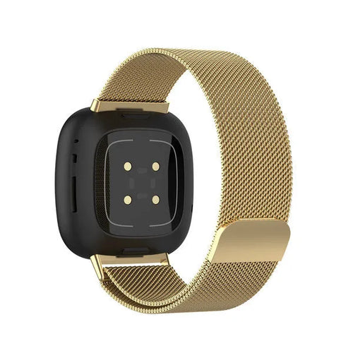 Milanese Strap, gold, on a watch, 3/4 rear view