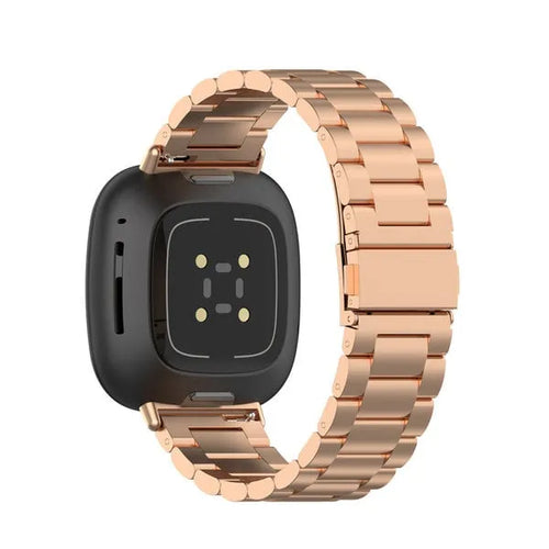 Steel Strap, rose gold, on a watch, 3/4 rear view
