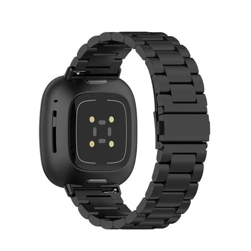 Steel Strap, black, on a watch, 3/4 rear view