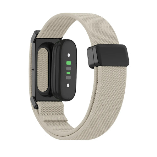 Nylon Strap with D-buckle, starlight, on a watch, 3/4 rear view