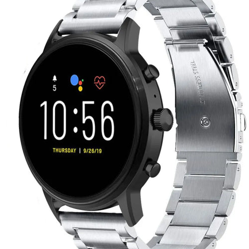 Titanium Strap, silver, on a watch, 3/4 rear view