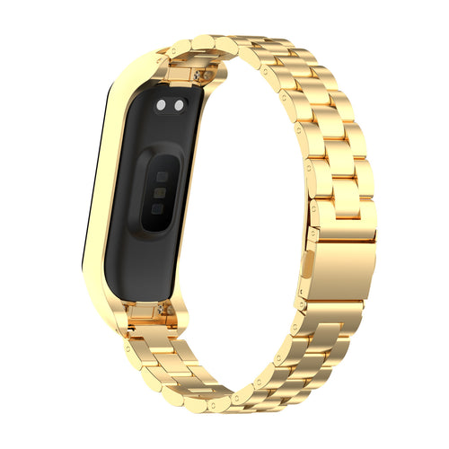 Steel Strap, gold, on a watch, 3/4 rear view