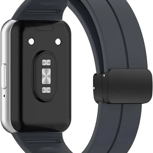 D-Buckle Silicone Strap, dark grey, on a watch, 3/4 rear view