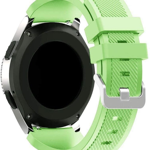 Twill Silicone Strap, light green, on a watch, 3/4 rear view