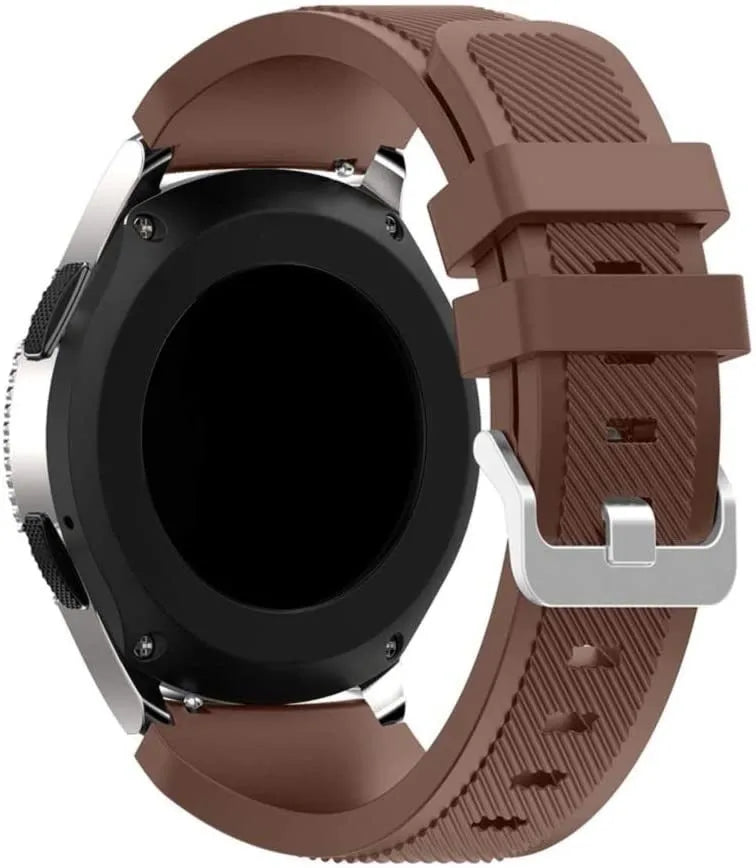 Twill Silicone Strap, brown, on a watch, 3/4 rear view