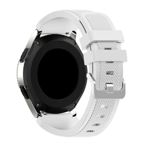 Twill Silicone Strap, white, on a watch, 3/4 rear view