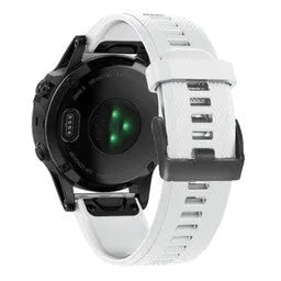 Silicone Strap, white, on a watch, 3/4 rear view
