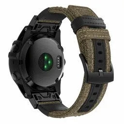 Nylon Hybrid Strap, beige, on a watch, 3/4 rear view