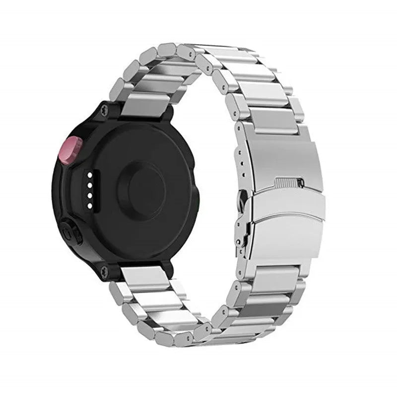 Steel Strap, silver, on a watch, 3/4 rear view