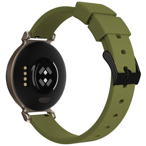 Luxury Silicone Strap, green, on a watch, 3/4 rear view