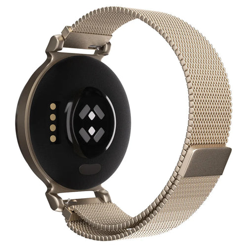 Milanese Strap, champagne, on a watch, 3/4 rear view
