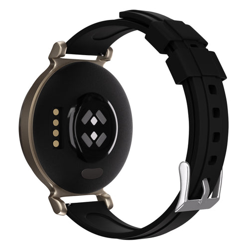 Silicone Strap, black, on a watch, 3/4 rear view