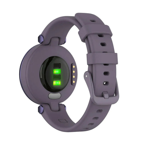 Silicone Strap, purple, on a watch, 3/4 rear view