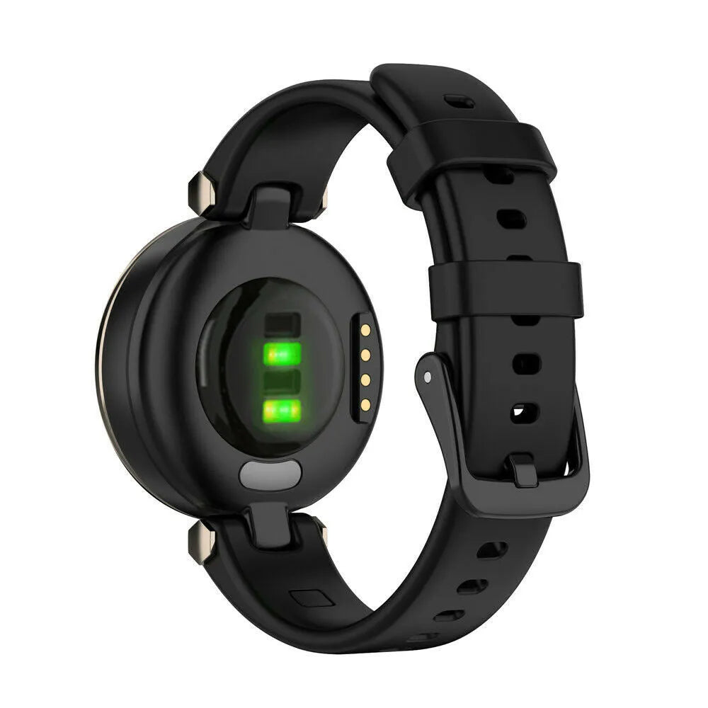 Silicone Strap, black, on a watch, 3/4 rear view