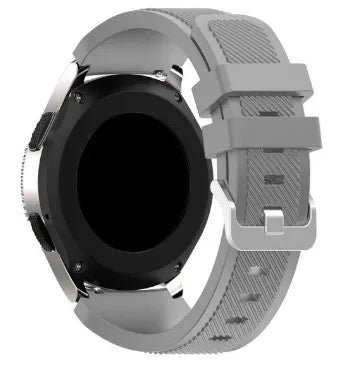 Twill Silicone Strap, grey, on a watch, 3/4 rear view