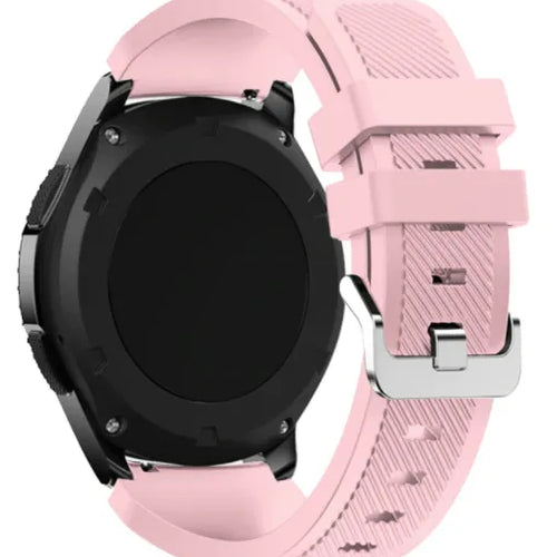 Twill Silicone Strap, pink, on a watch, 3/4 rear view