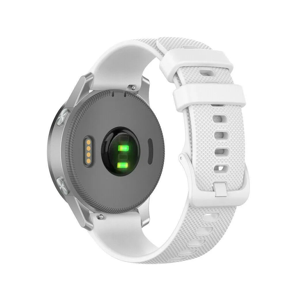 Premium Silicone Strap, white, on a watch, 3/4 rear view