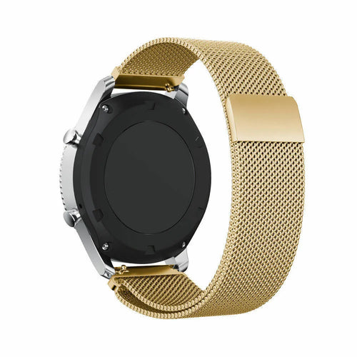 Milanese Strap, gold, on a watch, 3/4 rear view