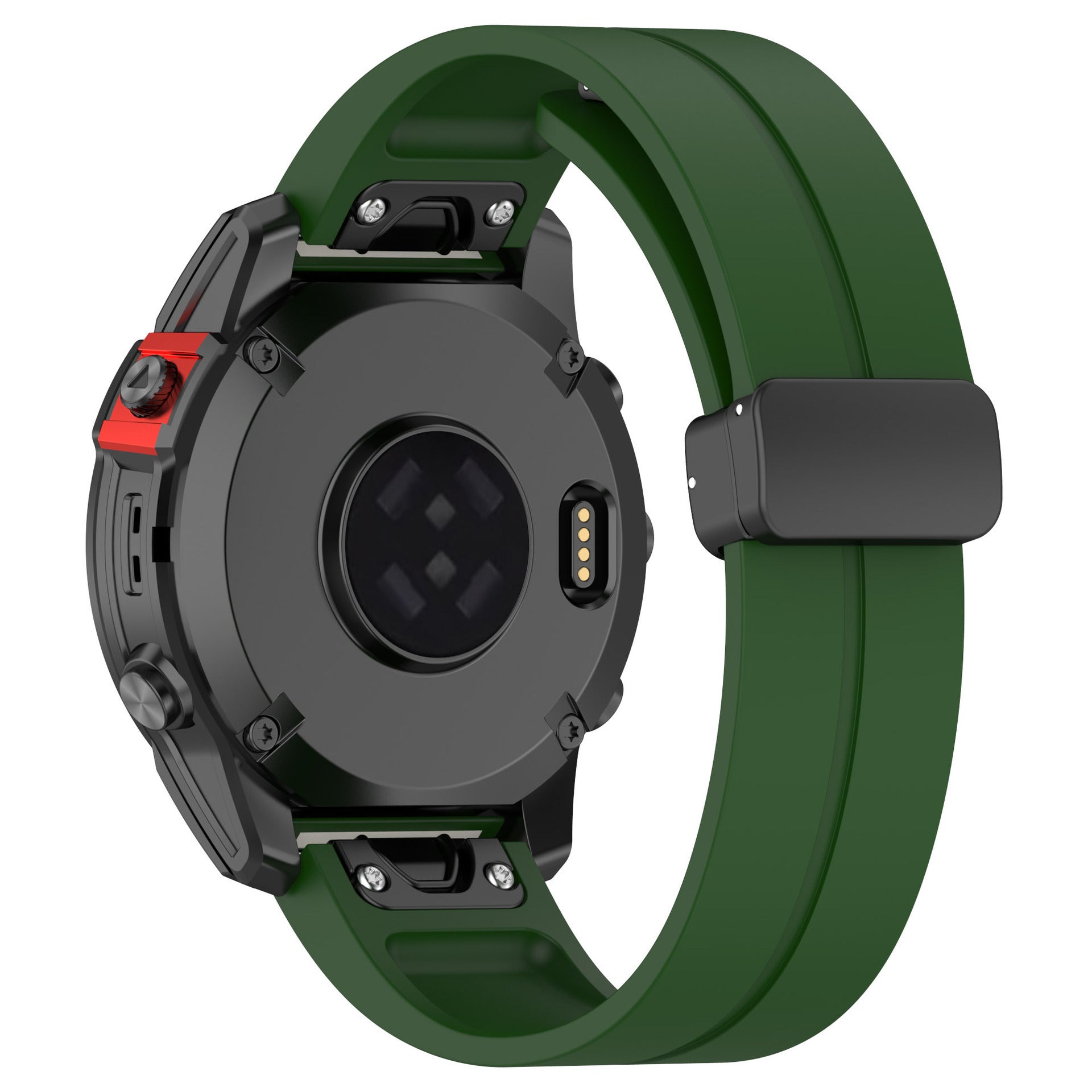 Bracelet silicone avec boucle-D Garmin Fenix 7x (vert militaire)