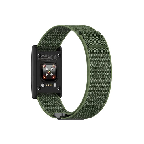 Nylon Strap, green, on a watch, 3/4 rear view