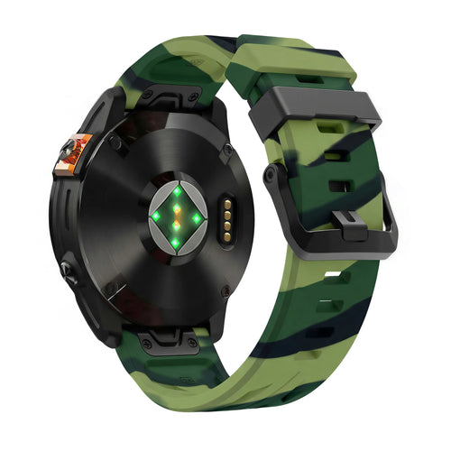 Bracelet silicone race Garmin Fenix E (vert camouflage)