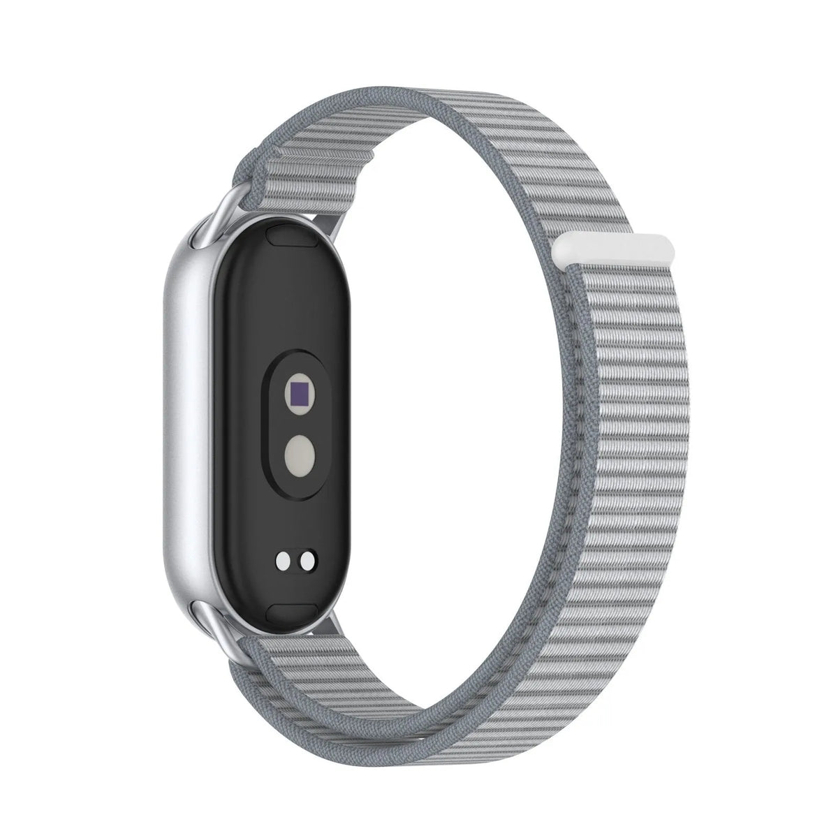 Modern Nylon Strap, grey, on a watch, 3/4 rear view