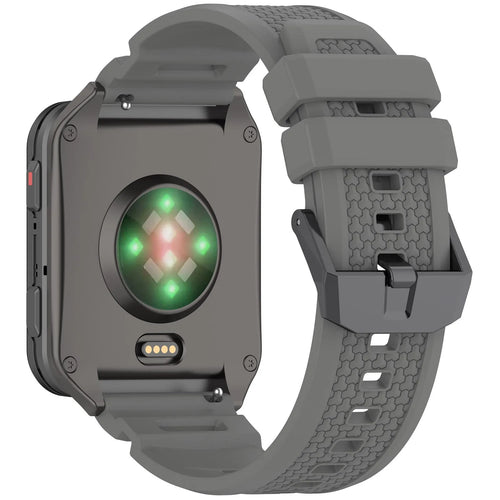 Silicone Strap, grey, on a watch, 3/4 rear view