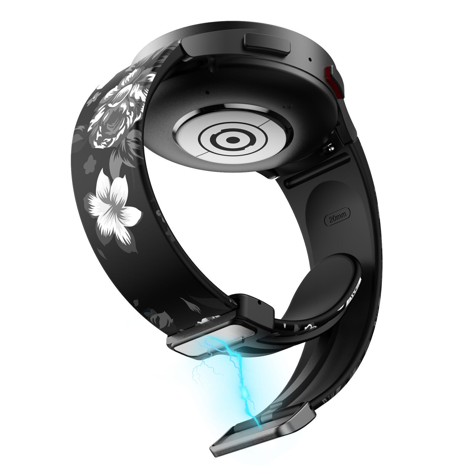Silicone Magnetic Patterned Strap, on a watch, 3/4 rear view