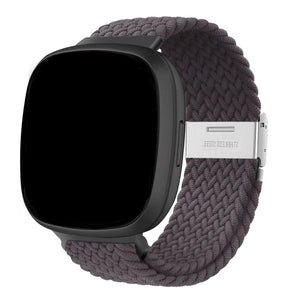 Nylon Adjustable Braided Strap, dark grey, on a watch, 3/4 rear view