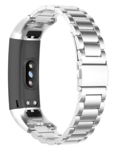 Steel Strap, silver, on a watch, 3/4 rear view