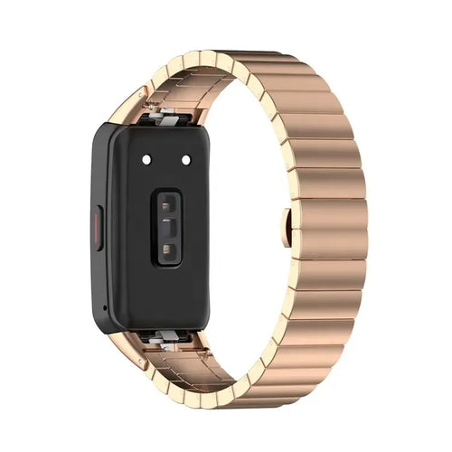 Premium Metal Strap, rose gold, on a watch, 3/4 rear view