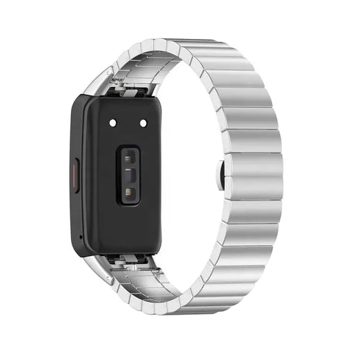 Premium Metal Strap, silver, on a watch, 3/4 rear view